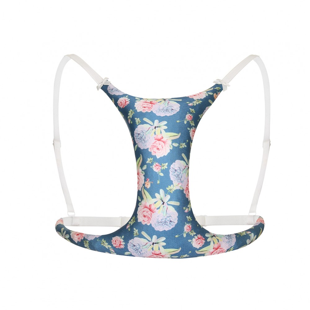 Blue Adjustable Straps Printing Bra Pillow Chest Prevention